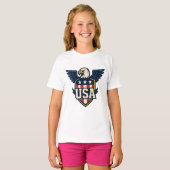 USA Eagle Crest —  vlaggenschild T-shirt (Voorkant volledig)