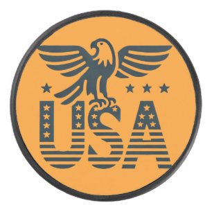 USA Eagle Patriotic Design - Stars and Stripes Sty Hockey Puck