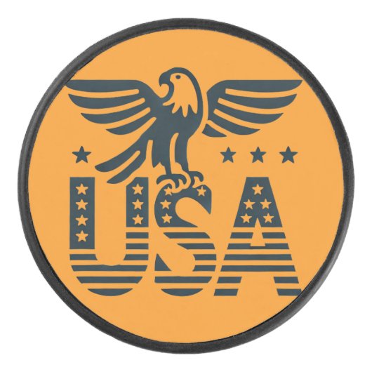 USA Eagle Patriotic Design - Stars and Stripes Sty Hockey Puck (Voorkant)