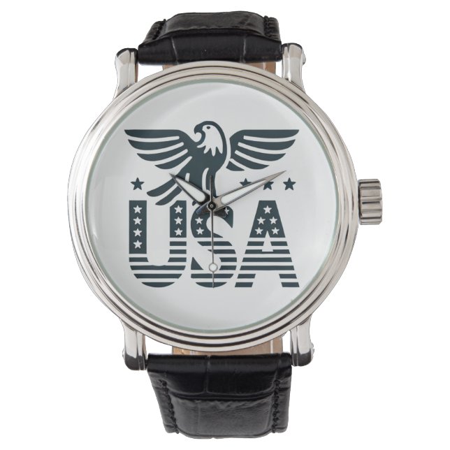 USA Eagle Patriotic Design - Stars and Stripes Sty Horloge (Voorkant)