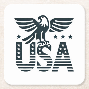 USA Eagle Patriotic Design - Stars and Stripes Sty Kartonnen Onderzetters