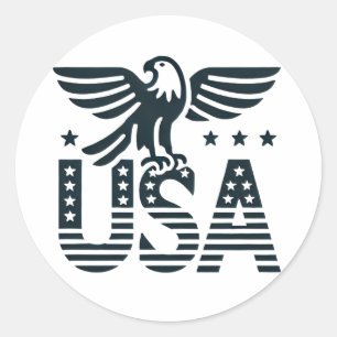 USA Eagle Patriotic Design - Stars and Stripes Sty Ronde Sticker