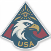 USA Eagle Pyramid Embleem - Oog van de Voorzienigh Sticker (Voorkant)