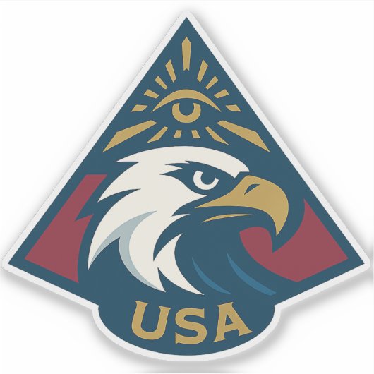 USA Eagle Pyramid Embleem - Oog van de Voorzienigh Sticker (Voorkant)