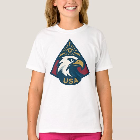 USA Eagle Pyramid Embleem - Oog van de Voorzienigh T-shirt (Voorkant)