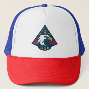 USA Eagle Pyramid Embleem - Oog van de Voorzienigh Trucker Pet
