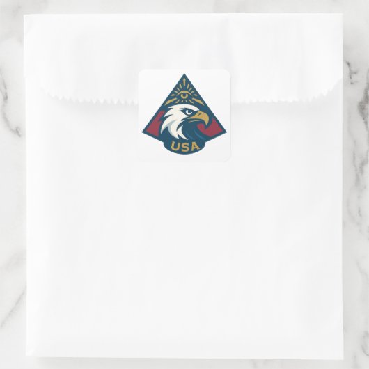 USA Eagle Pyramid Embleem - Oog van de Voorzienigh Vierkante Sticker (Tas)