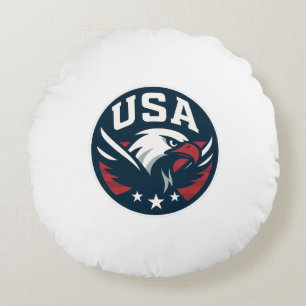 USA Eagle Roundel - Agressief sportembleem Rond Kussen
