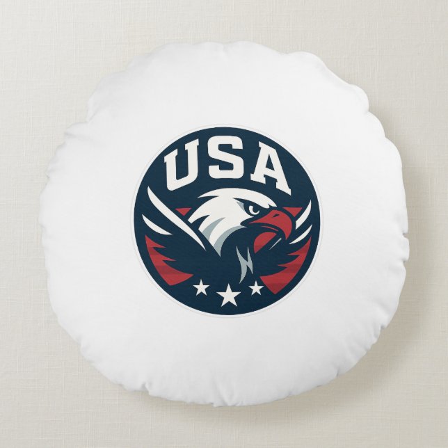 USA Eagle Roundel - Agressief sportembleem Rond Kussen (Voorkant)