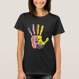 USA Ecuador Handafdruk Vlag Trots Ecuadoraans Amer T-shirt