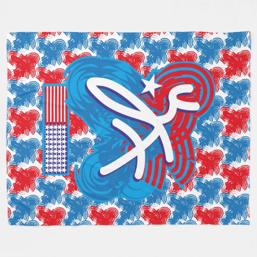 USA/EEUU FLAG SIMPLIFIED TEXT BY MASANSER PIXELAT FLEECE DEKEN (Voorkant (Horizontaal))