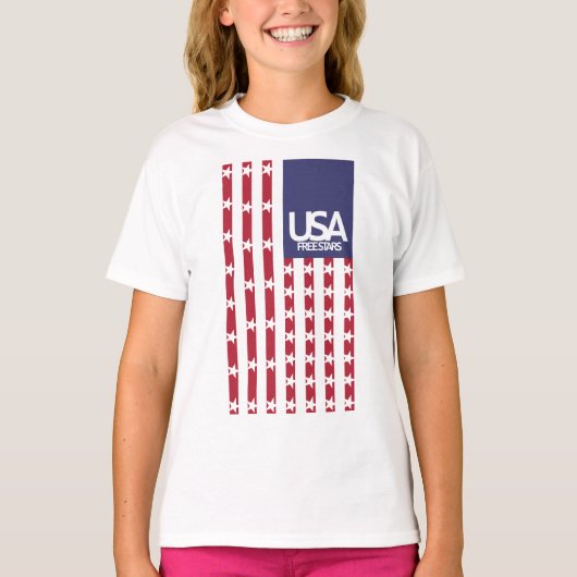 USA/EEUU FREE STARS FLAG BY MASANSER PIXELAT T-SHIRT (Voorkant)