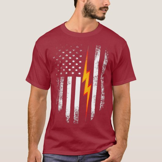  USA Electric American Flag Lineman Cool T-shirt (Voorkant)