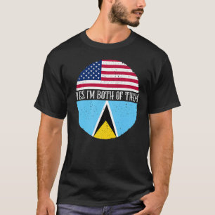 USA en Saint Lucia Flags Ja ik ben allebei van T-shirt