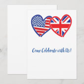 USA en Union Jack Love Hearts Kaart (Voorkant / Achterkant)
