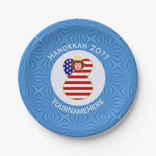 USA Engel Rood Haar Hanukkah Vlag Persoonlijk Papieren Bordje