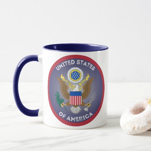 USA-erfgoedembleem Mok (Met donut)