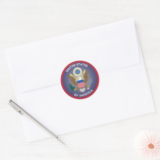 USA-erfgoedembleem Ronde Sticker (Envelop)