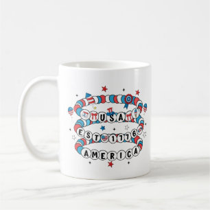 USA EST 1776 Beaded America Design Koffiemok