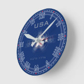 USA Estd. 1776 Romeinse nrs. (Blauw)  Ronde Klok (Hoek)