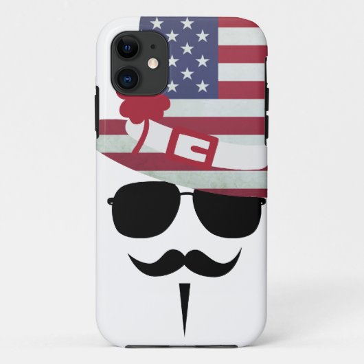 USA Fan with Mustache Case-Mate iPhone Case (Achterkant)
