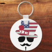 USA Fan with Mustache Sleutelhanger (Voorkant)