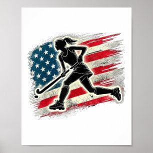 Usa Field Hockey Meisje Verenigde Staten Van Ameri Poster