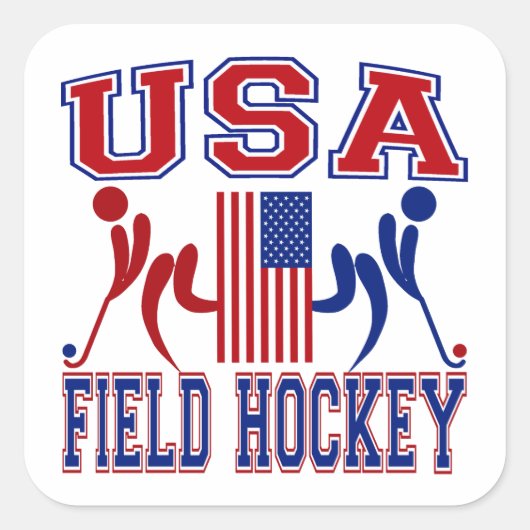 USA Field Hockey Vierkante Sticker (Voorkant)