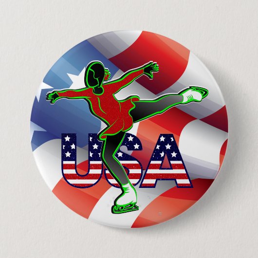 USA Figure Skating Groot Ronde Button 7,6 Cm (Voorkant)