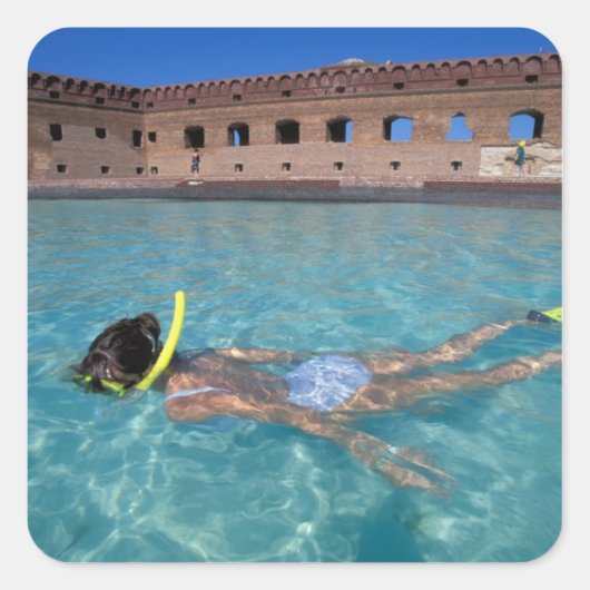 USA, FL, Florida Keys, Fort Jefferson, 1846, Vierkante Sticker (Voorkant)