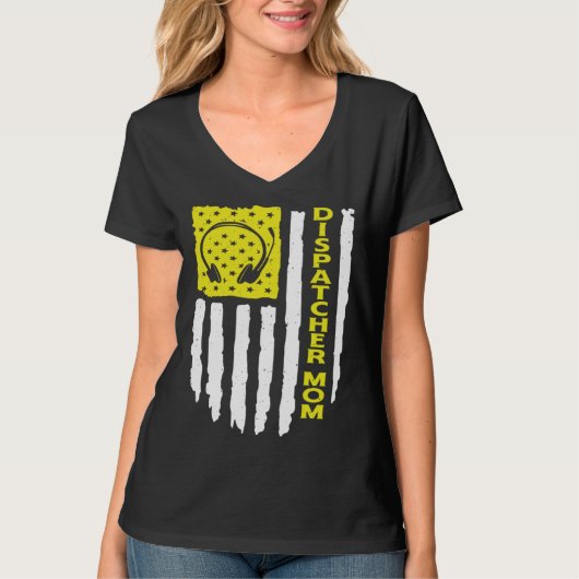 USA Flag 911 Dispatcher Mom Dispatch Operator 911  T-shirt (Voorkant)