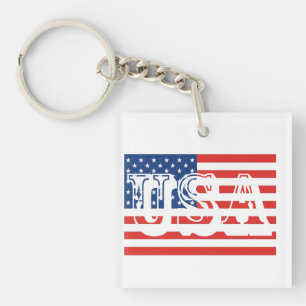 USA Flag Acryl Sleutelhanger – Bold American Spiri