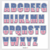 USA Flag Alphabet Pattern Font Sticker (Vel)