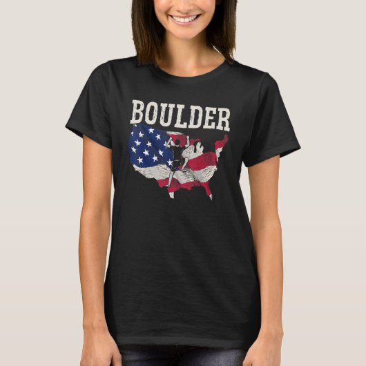 USA Flag American Boulderer Rock Climbing Boulderi T-shirt (Voorkant)