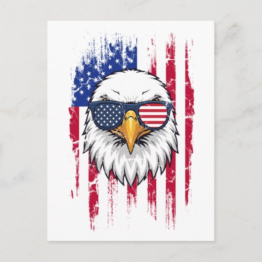 USA Flag And American Bald Eagle Grunge Briefkaart (Voorkant)