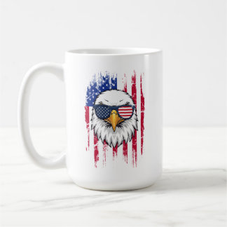 USA Flag And American Bald Eagle Grunge Koffiemok