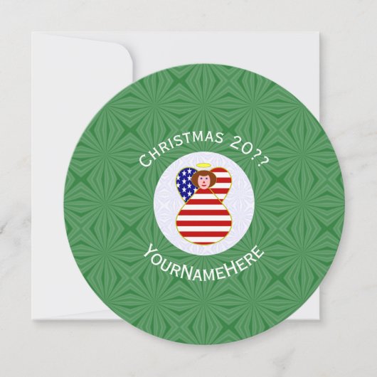 USA Flag Angel Kerst Gepersonaliseerd Kaart (Voorkant)