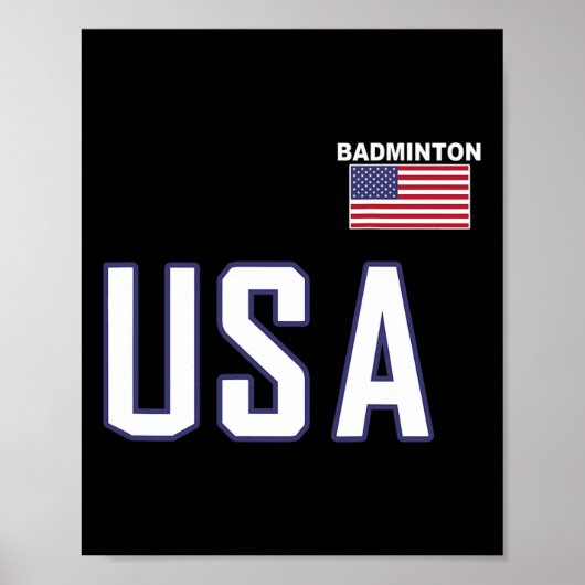 USA Flag Badminton Team Cool Player Equipment Mann Poster (Voorkant)