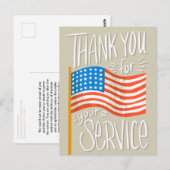 USA Flag Bedankt voor uw service Briefkaart (Voorkant / Achterkant)