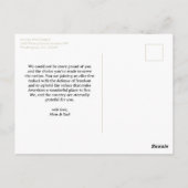 USA Flag Bedankt voor uw service Briefkaart (Achterkant)