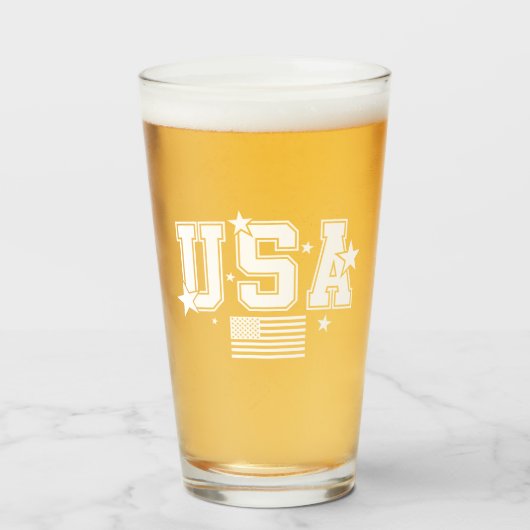 USA Flag Beer Glas (Voorkant gevuld)