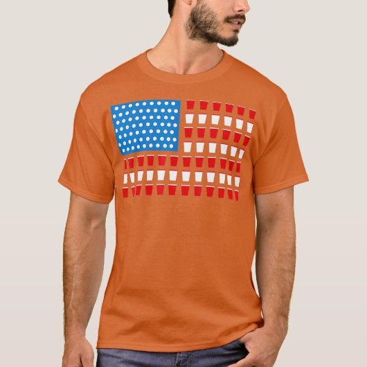 USA Flag Bier Pong Grappig 4th van juli Dag Gift T-shirt (Voorkant)