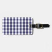 USA Flag Blue en White Gingham Checked Bagagelabel (Voorkant horizontaal)