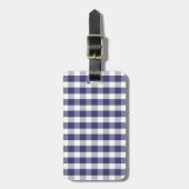 USA Flag Blue en White Gingham Checked Bagagelabel (Voorkant verticaal)