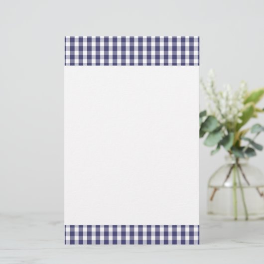 USA Flag Blue en White Gingham Checked Briefpapier (Staand voorkant)