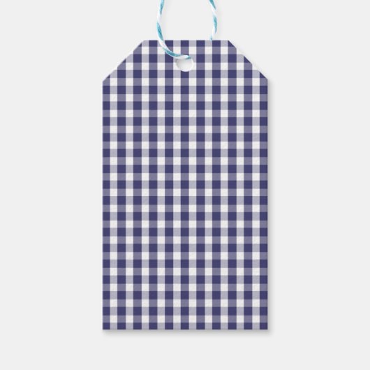 USA Flag Blue en White Gingham Checked Cadeaulabel (Voorkant)
