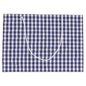 USA Flag Blue en White Gingham Checked Groot Cadeauzakje (Achterkant)