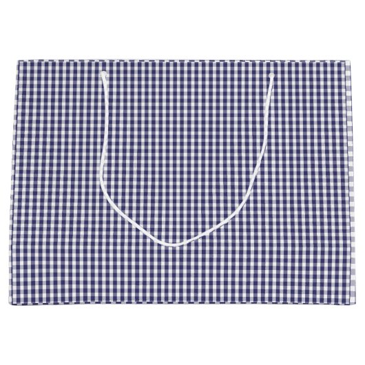 USA Flag Blue en White Gingham Checked Groot Cadeauzakje (Voorkant)