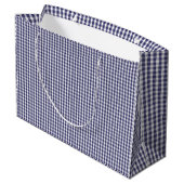 USA Flag Blue en White Gingham Checked Groot Cadeauzakje (Achterkant Gekanteld)