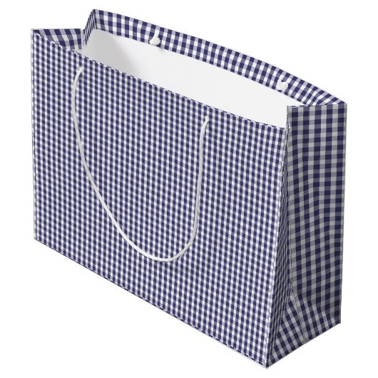USA Flag Blue en White Gingham Checked Groot Cadeauzakje (Achterkant Gekanteld)